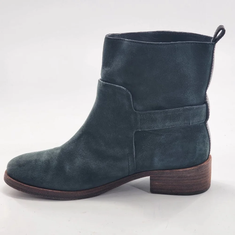 TORY BURCH Riley Mid Buckle Suede‎ Ankle Boots & Booties Size 8 Dark Green